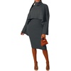 image:imageCHARTOU Womens 2 Piece Sweater Dress Sets Cable Knit Turtleneck Jumper Tank Dress Sheath OutfitsDark Grey