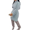 image:imageCHARTOU Womens 2 Piece Sweater Dress Sets Cable Knit Turtleneck Jumper Tank Dress Sheath OutfitsGrey