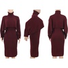 image:imageCHARTOU Womens 2 Piece Sweater Dress Sets Cable Knit Turtleneck Jumper Tank Dress Sheath OutfitsWine Red