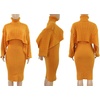 image:imageCHARTOU Womens 2 Piece Sweater Dress Sets Cable Knit Turtleneck Jumper Tank Dress Sheath OutfitsYellow