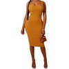 image:imageCHARTOU Womens 2 Piece Sweater Dress Sets Cable Knit Turtleneck Jumper Tank Dress Sheath OutfitsYellow