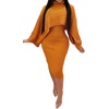 image:imageCHARTOU Womens 2 Piece Sweater Dress Sets Cable Knit Turtleneck Jumper Tank Dress Sheath OutfitsYellow