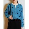 image:imageCHARTOU Womens Polka Dot Cardigan Causal Long Sleeve Open Front Button Down Loose Lightweight Fall SweatersBlue