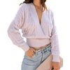 image:imageCHARTOU Womens Sexy Back Lace Up Deep V Neck Batwing Sleeve Knit Pullover SweatersCream