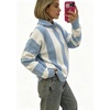 image:imageWomen Striped Half Zip Pullover Sweater Color Block Casual Knit Jumper TopsBlue