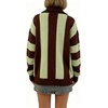 image:imageWomen Striped Half Zip Pullover Sweater Color Block Casual Knit Jumper TopsGreen