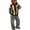 image:imageWomen Striped Half Zip Pullover Sweater Color Block Casual Knit Jumper TopsGreen