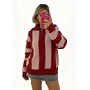 image:imageWomen Striped Half Zip Pullover Sweater Color Block Casual Knit Jumper TopsPink