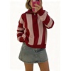 image:imageWomen Striped Half Zip Pullover Sweater Color Block Casual Knit Jumper TopsPink
