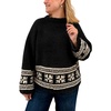 image:imageCHARTOU Women Oversized Chunky Fair Isle Knit Sweater Lantern Sleeve Jumper Loose PulloverBlack