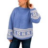 image:imageCHARTOU Women Oversized Chunky Fair Isle Knit Sweater Lantern Sleeve Jumper Loose PulloverBlue
