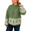 image:imageCHARTOU Women Oversized Chunky Fair Isle Knit Sweater Lantern Sleeve Jumper Loose PulloverGreen