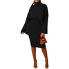 image:imageCHARTOU Womens 2 Piece Sweater Dress Sets Cable Knit Turtleneck Jumper Tank Dress Sheath OutfitsBlack