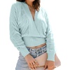 image:imageCHARTOU Womens Sexy Back Lace Up Deep V Neck Batwing Sleeve Knit Pullover SweatersBlue
