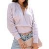 image:imageCHARTOU Womens Sexy Back Lace Up Deep V Neck Batwing Sleeve Knit Pullover SweatersCream