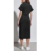 image:imageCHARTOU Short Sleeve Denim Dress for Women Half Button Front Slit Pencil Jean Long DressBlack