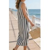 image:imageCHARTOU Summer Dresses for Women Cotton Casual Maxi Dress Beach Vacation Sleeveless Stripe Sundress with PocketsBlack