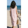image:imageCHARTOU Summer Dresses for Women Cotton Casual Maxi Dress Beach Vacation Sleeveless Stripe Sundress with PocketsRed
