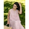 image:imageCHARTOU Summer Dresses for Women Cotton Casual Maxi Dress Beach Vacation Sleeveless Stripe Sundress with PocketsRed
