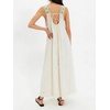 image:imageCHARTOU Women Crochet Lace Maxi Dress Scroop Neck Sleeveless Summer Beach Vacation Flowy Sundress with PocketsBeige