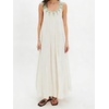 image:imageCHARTOU Women Crochet Lace Maxi Dress Scroop Neck Sleeveless Summer Beach Vacation Flowy Sundress with PocketsBeige