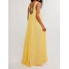image:imageCHARTOU Women Crochet Lace Maxi Dress Scroop Neck Sleeveless Summer Beach Vacation Flowy Sundress with PocketsYellow