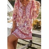 image:imageCHARTOU Women Floral Boho Dress 34 Balloon Sleeve Ruffle Babydoll Mini DressPink