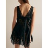 image:imageCHARTOU Women Lace Trim Sheer Baby Mini Slip Dress Sexy Base Layer Summer Beach Coverups Vacation OutfitsBlack