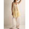 image:imageCHARTOU Women Lace Trim Sheer Baby Mini Slip Dress Sexy Base Layer Summer Beach Coverups Vacation OutfitsLight Yellow