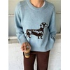 image:imageCHARTOU Women Y2k Knit Sweater Cute Graphic Oversized Pullover Crewneck Fall JumperBlue