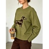 image:imageCHARTOU Women Y2k Knit Sweater Cute Graphic Oversized Pullover Crewneck Fall JumperOlive Green