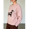 image:imageCHARTOU Women Y2k Knit Sweater Cute Graphic Oversized Pullover Crewneck Fall JumperPink