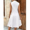 image:imageCHARTOU Womens Button Down Midi Dress Summer Sleeveless Cinched Waist Ruffle A Line Flowy DressWhite