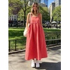 image:imageCHARTOU Womens Casual Square Neck Maxi Dress Sleeveless GinghamStriped Sundress Loose Babydoll Dress with PocketsGingham Pink
