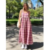 image:imageCHARTOU Womens Casual Square Neck Maxi Dress Sleeveless GinghamStriped Sundress Loose Babydoll Dress with PocketsGingham Purple