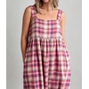 image:imageCHARTOU Womens Casual Square Neck Maxi Dress Sleeveless GinghamStriped Sundress Loose Babydoll Dress with PocketsGingham Purple