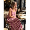 image:imageCHARTOU Womens Casual Square Neck Maxi Dress Sleeveless GinghamStriped Sundress Loose Babydoll Dress with PocketsGingham Purple