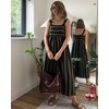 image:imageCHARTOU Womens Casual Square Neck Maxi Dress Sleeveless GinghamStriped Sundress Loose Babydoll Dress with PocketsStripe Green