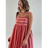 image:imageCHARTOU Womens Casual Square Neck Maxi Dress Sleeveless GinghamStriped Sundress Loose Babydoll Dress with PocketsStripe Pink