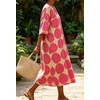 image:imageCHARTOU Womens Loose Polka Dot Midi Dress V Neck 34 Sleeve Flowy Summer Beach Cotton Linen Tunic Dress with PocketsPink