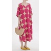 image:imageCHARTOU Womens Loose Polka Dot Midi Dress V Neck 34 Sleeve Flowy Summer Beach Cotton Linen Tunic Dress with PocketsPink