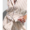 image:imageCHARTOU Womens Striped Shirt Dress Summer Casual Puff Short Sleeve Button Down Midi Dresses with Belt XXLargeKhaki