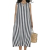 image:imageCHARTOU Summer Dresses for Women Cotton Casual Maxi Dress Beach Vacation Sleeveless Stripe Sundress with PocketsBlack