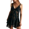 image:imageCHARTOU Women Lace Trim Sheer Baby Mini Slip Dress Sexy Base Layer Summer Beach Coverups Vacation OutfitsBlack