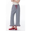 image:imageCHARTOU Women Gingham Pants Cotton Plaid Ruffle Hem Lounge Boxer Y2k Pj Bottoms Crop PantsNavy