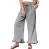 image:imageCHARTOU Women Gingham Pants Cotton Plaid Ruffle Hem Lounge Boxer Y2k Pj Bottoms Crop PantsBlack