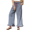 image:imageCHARTOU Women Gingham Pants Cotton Plaid Ruffle Hem Lounge Boxer Y2k Pj Bottoms Crop PantsNavy