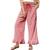 image:imageCHARTOU Women Gingham Pants Cotton Plaid Ruffle Hem Lounge Boxer Y2k Pj Bottoms Crop PantsRed