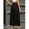 image:imageCHARTOU Women Lace Denim Midi Skirt High Waist Side Slit Pearl Raw Jean Skirt with PocketsBlack