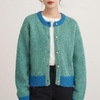 image:imageCHARTOU Women Dressy Knit Cardigan Button Up Contrast Sweater Lady Jacket Outwear 2024 Fall OutfitsLake Blue